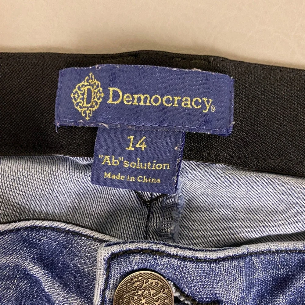 Democracy Ab'solution Jeans Womens Size 14 Blue Straight Leg Medium Wash Stretch